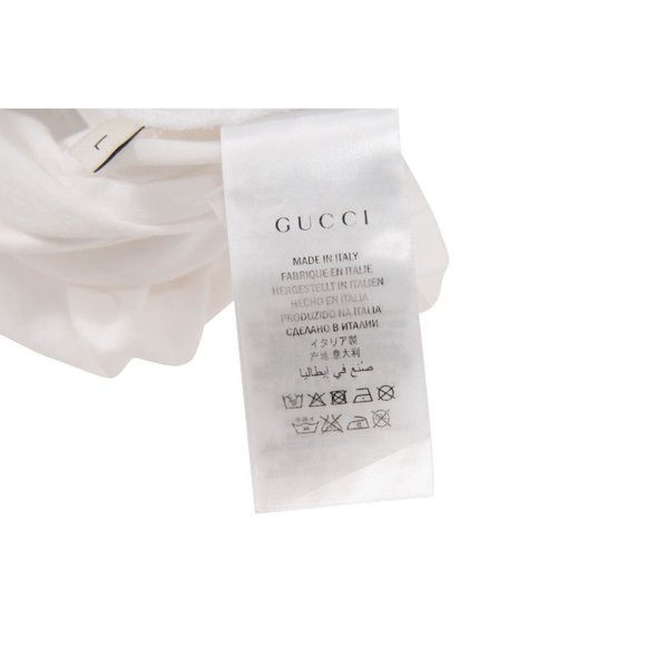 Gucci Mens L' Aveugle Par Amour T Shirt Large White Black Embroidered Butterfly - Picture 8 of 10